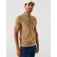 Boss Paule 4 Placket Mono Comfort Fit Polo Shirt - Dark Beige