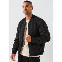 Boss Fleeced Front Bomber Jacket - Black
