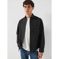 Boss Clash Relaxed Fit Stretch Button Through Overshirt - Black