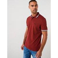 Boss Paddy Regular Fit Tipping Polo Shirt - Dark Red