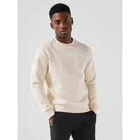 Boss Salbo Chest Logo Crew Sweat - Light Beige