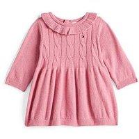 Tommy Hilfiger Baby Girls Long Sleeve Cable Sweater Dress - Pink
