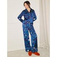 Michelle Keegan Celestial Print Revere Pj Set With Gift Bag - Navy