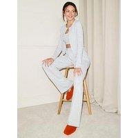 Michelle Keegan Co-Ord Pointelle Wide Leg Trousers - Grey
