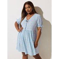 Yours Curve Ditsy Tie Dress - Blue