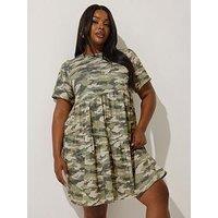 Yours Curve Camo Dress - Green
