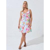 Yours Curve Tie Beach Mini Dress - Blue