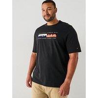 Tommy Hilfiger Big & Tall Colour Block Graphic Logo T-Shirt - Black