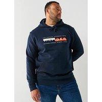 Tommy Hilfiger Big & Tall Colour Block Graphic Logo Hoodie - Navy