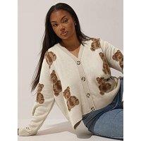 Yours Curve Knitted Cardigan - White