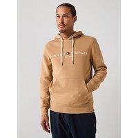 Tommy Hilfiger Linear Chest Logo Hoodie - Light Brown