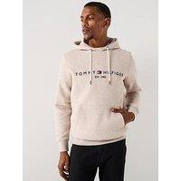 Tommy Hilfiger Linear Chest Logo Hoodie - Natural