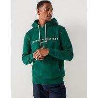 Tommy Hilfiger Linear Chest Logo Hoodie - Dark Green