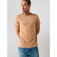 Tommy Hilfiger Linear Logo T-Shirt - Light Brown