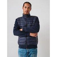 Tommy Hilfiger Mix Media Essential Stand Collar Sweat Jacket - Navy