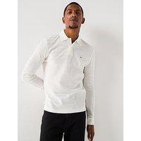 Tommy Hilfiger Long Sleeve Herringbone Polo Shirt - Off White