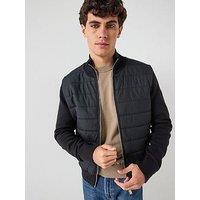Boss H-Hernesto Regular Fit Nylon Front Zip Thru Knitted Jacket - Black