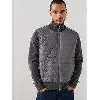 Boss H-Hernesto Regular Fit Nylon Front Zip Thru Knitted Jumper - Grey