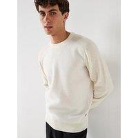 Boss H-Hibisco Regular Fit Melton Wool Knitted Jumper - Cream