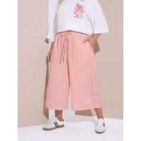 Yours Curve Textured Stripe Midaxi Crop Trouser - Pink