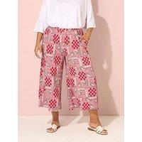 Yours Curve Crinkle Midaxi Crop Trouser - Pink