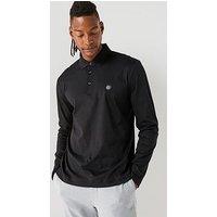 Boss C-Paley 01 Regular Fit Nikel Logo Long Sleeve Polo Shirt - Black