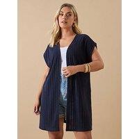 Yours Curve Short Sleeve Cover Up - Blue