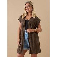 Yours Curve Short Sleeve Cover Up - Natural