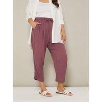 Yours Curve Crochet Side Crop Trouser - Red