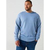 Tommy Hilfiger Big & Tall Cotton Crew Neck Knitted Jumper - Blue