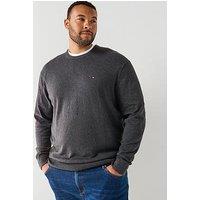 Tommy Hilfiger Big & Tall Cotton Crew Neck Knitted Jumper - Grey