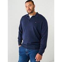 Tommy Hilfiger Big & Tall Knitted Long Sleeve Polo Shirt - Navy