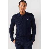 Tommy Hilfiger Elevated Structure Knitted Polo Shirt - Navy
