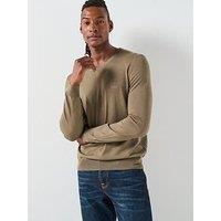 Boss Baram-L Regular Fit V Neck Wool Knitted Jumper - Brown