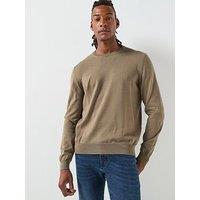 Boss Botto-L Regular Fit Crew Wool Knitted Jumper - Brown