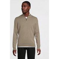 Boss H-Hemarlo Regular Fit 1/4 Zip Knitted Jumper - Brown