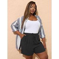 Yours Curve Chambray Short - Black