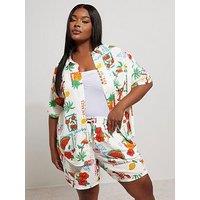 Yours Curve Crinkle Shorts - White