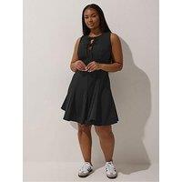 Yours Curve Tie Smocked Dress - Black