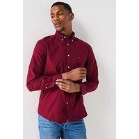 Tommy Hilfiger Long Sleeve Flex Flannel Solid Shirt - Dark Red