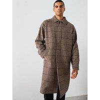 Tommy Hilfiger Wool Check Overcoat - Brown