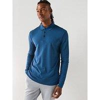 Boss Pado 30 Long Sleeve Pique Polo Shirt - Dark Blue