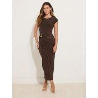 Long Tall Sally Drape Buckle Midaxi Dress - Brown
