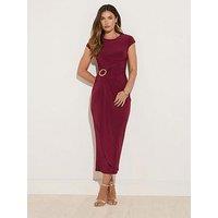 Long Tall Sally Drape Buckle Midaxi Dress - Red