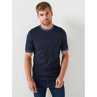 Boss Contrast Trim Mercerised T-Shirt - Navy
