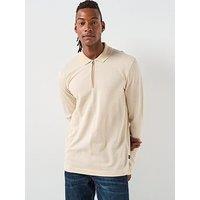 Boss H-Peduzzi 06 Regular Fit 1/4 Zip Long Sleeve Polo Shirt - Light Beige