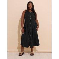 Yours Curve Linen Maxi Dress - Black