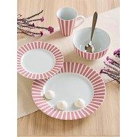 Waterside 24-Piece Split Stripe Dinner Service Set In Pink