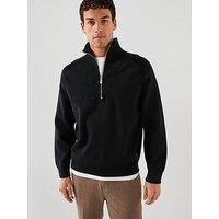 Calvin Klein Tech Knit 1/4 Zip Knitted Jumper - Black