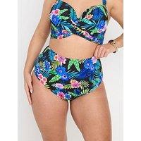 Yours Curve Rainbow High Waist Bikini Brief - Black